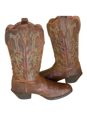 Vintage Justin Boots Rich Brown Leather Western Cowboy Boots Women’s Size 8.5B